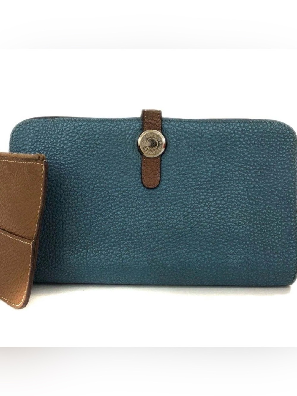 Hermès Dogon GM Duo Wallet Blue Togo Leather with Coin Pouch